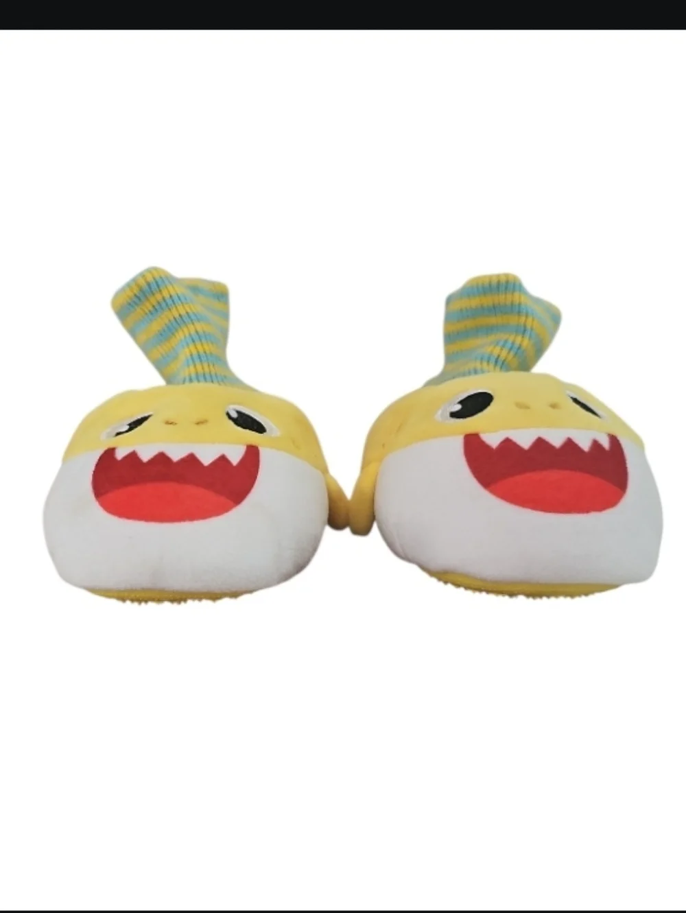 Baby Shark Yellow Slippers Kids 5/6 Plush Shark Slip On House Shoes Cute Cozy